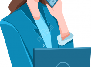 手绘商务职场办公接电话女生人物图片素材下载推荐