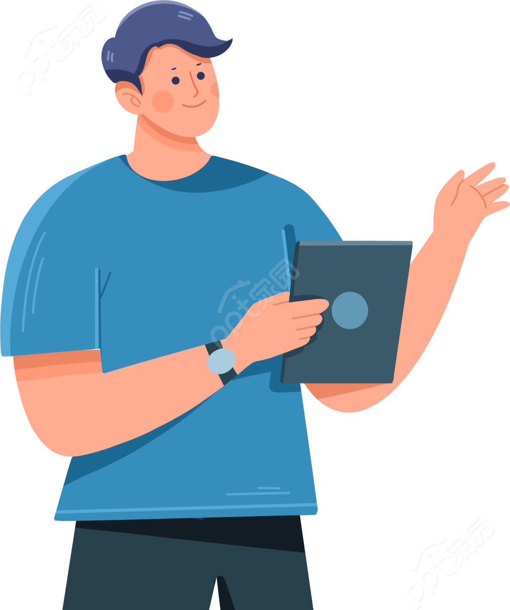 卡通手绘职场互联网办公男生人物图片素材下载推荐