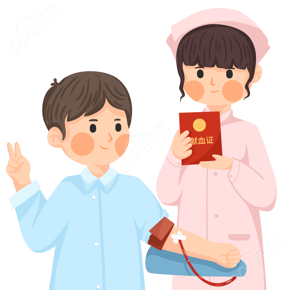卡通手绘小男孩抽血献血护士发献血证图片素材