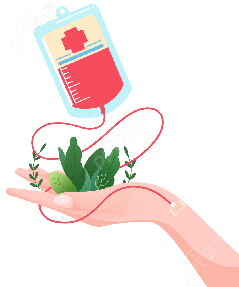 卡通手绘献血医疗健康关爱生命植物图片素材