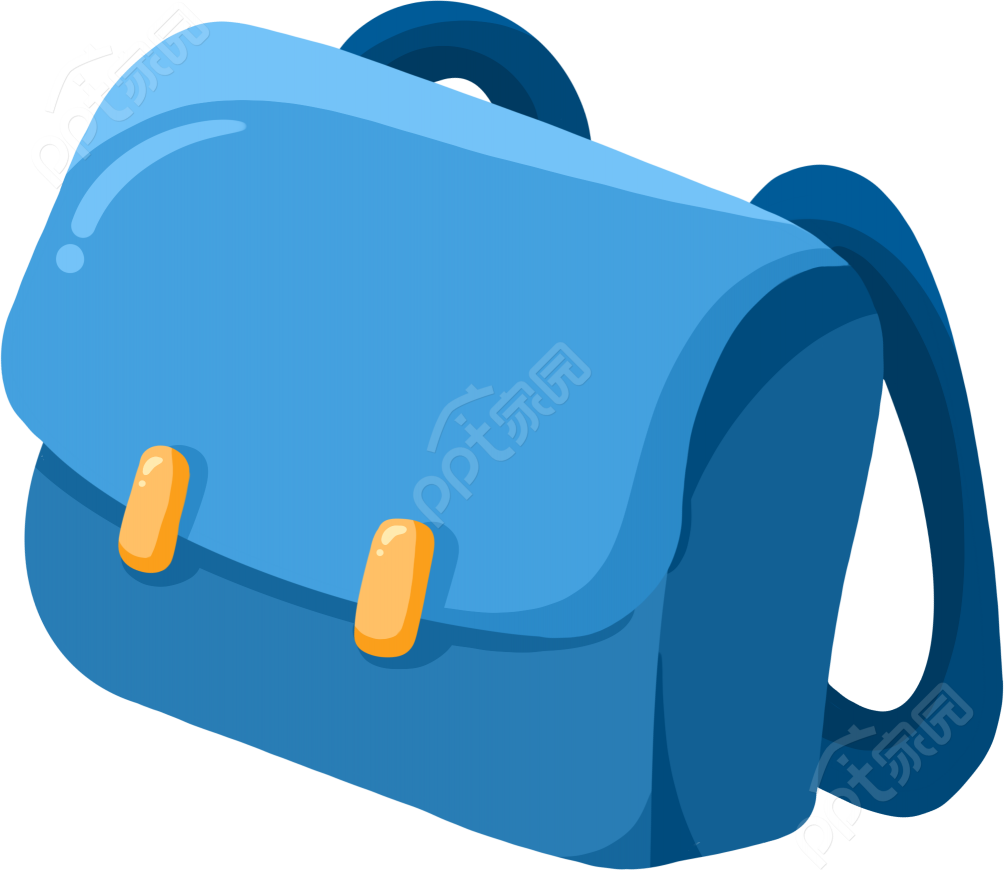 卡通手绘学生上学蓝色双肩背包图片