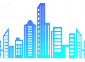 商务手绘蓝色渐变城市高楼大厦剪影图片下载推荐