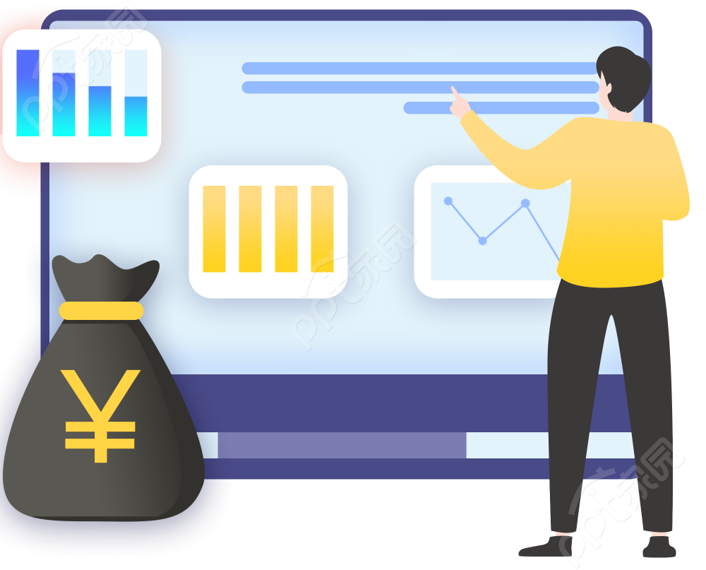 卡通手绘男生人物汇报数据分析报表财务收支矢量图片素材