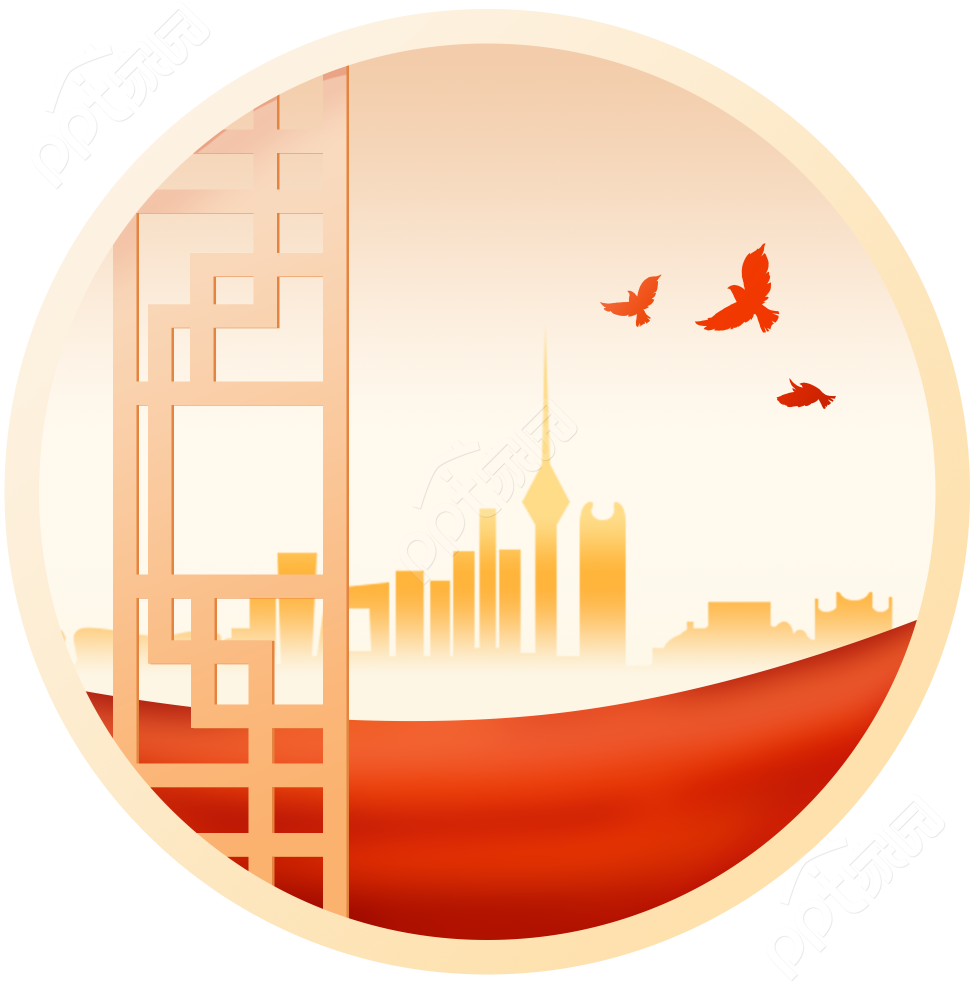 手绘古风建党节窗外城市建设和平鸽矢量图片素材
