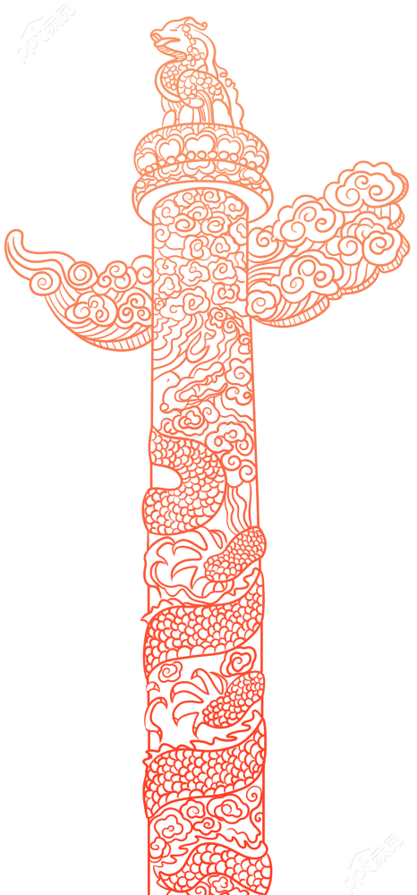 卡通手绘建党节党政活动华表柱子透明底免抠图片素材