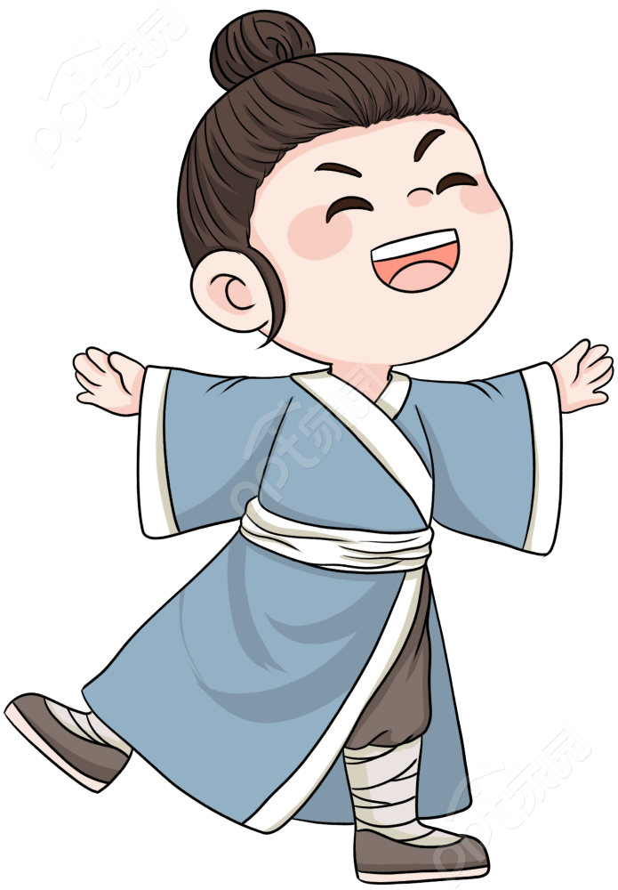 卡通手绘人物小男孩穿古代服饰娱乐活动免抠素材