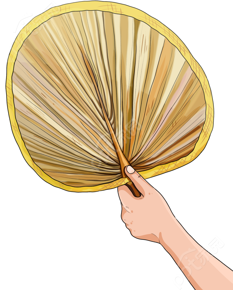 卡通手绘夏季手拿扇子清凉夏季避暑透明底图片素材下载推荐