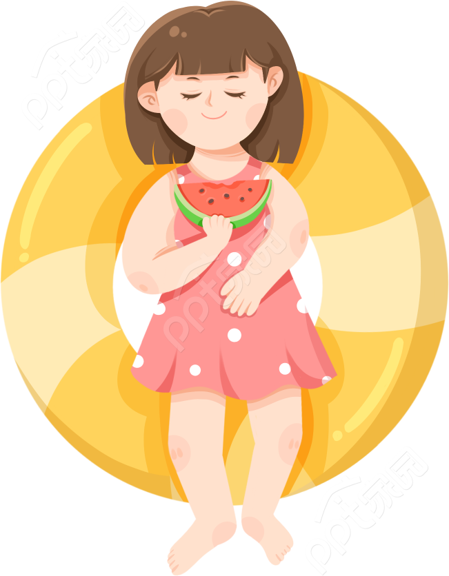 卡通手绘夏季躺度假在游泳圈的女孩矢量图片素材下载推荐