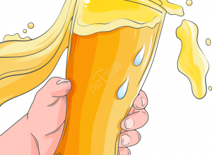 卡通手绘饮品店新品促销手拿酒杯透明底免抠图片素材下载推荐