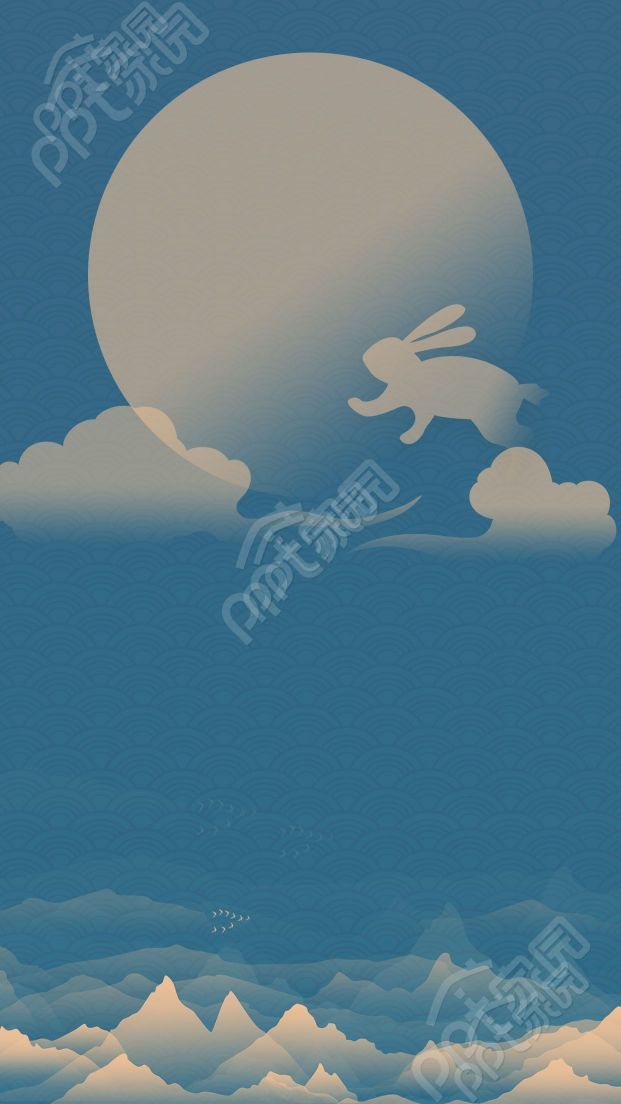 中秋浅蓝色简约背景