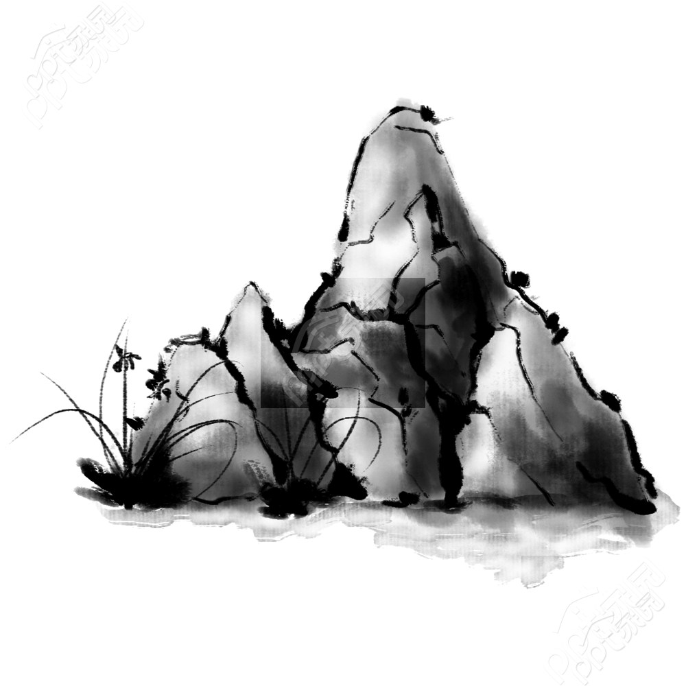 石头水墨图片