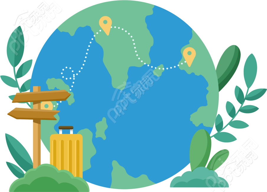 卡通手绘地球旅行免抠素材