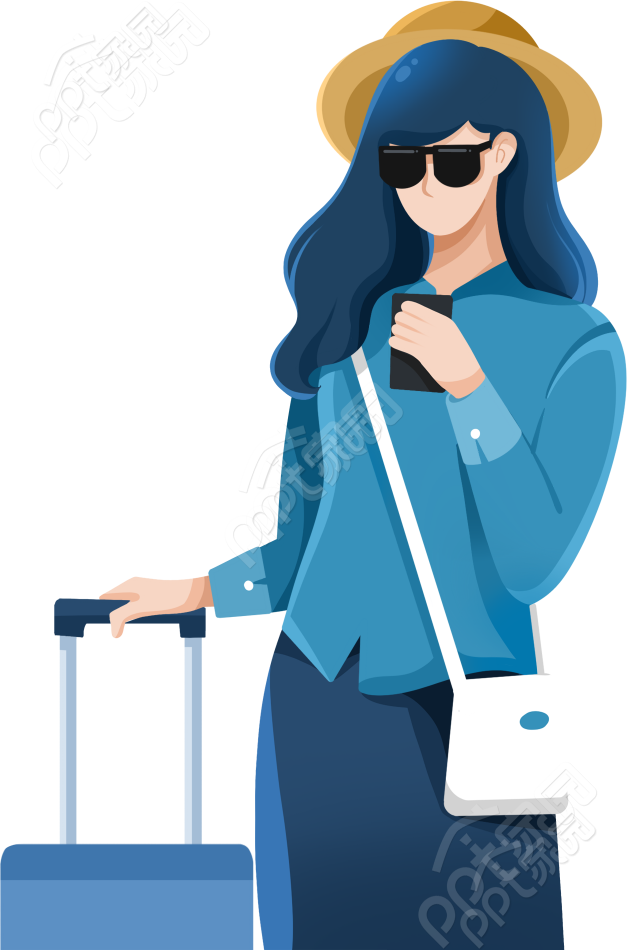卡通手绘旅行女生免抠素材