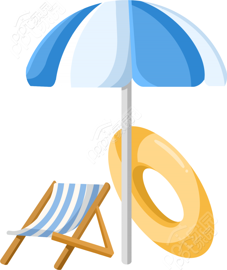 卡通手绘遮阳伞度假元素免抠素材